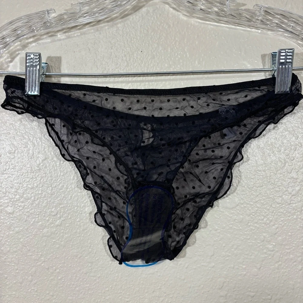 Intimissimi Black Polka-Dot Sheer Mesh Lingerie Set Size S